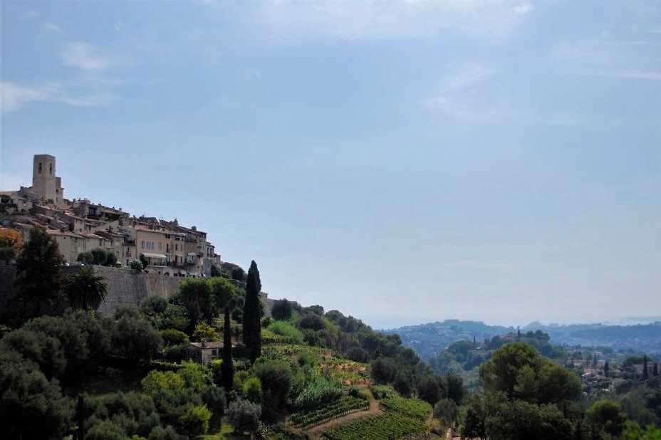 Saint-Paul de Vence monastery seen in the distance atop a hill