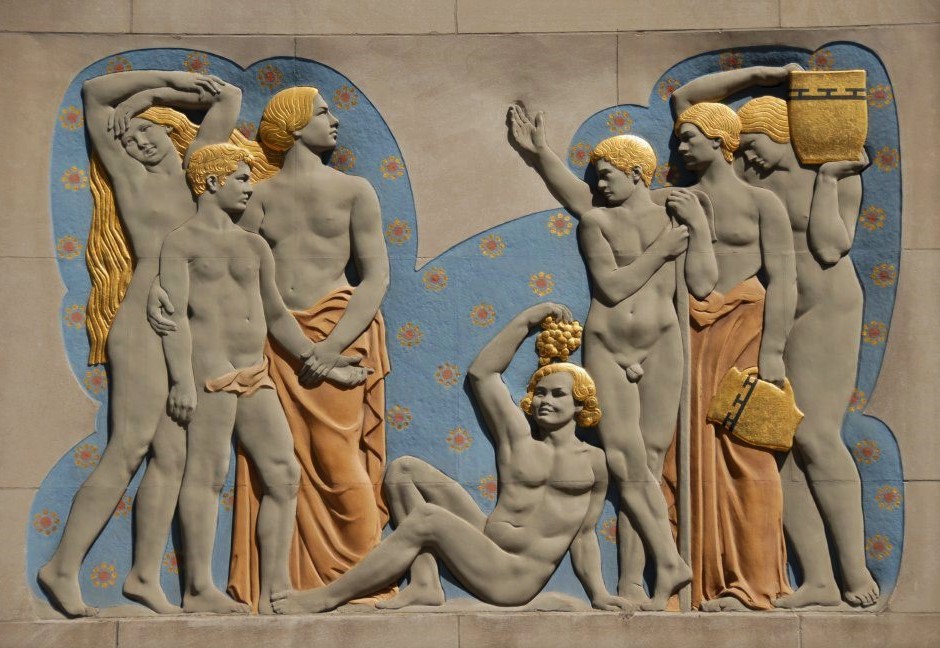 A Roman-style fresco depicting several human figures